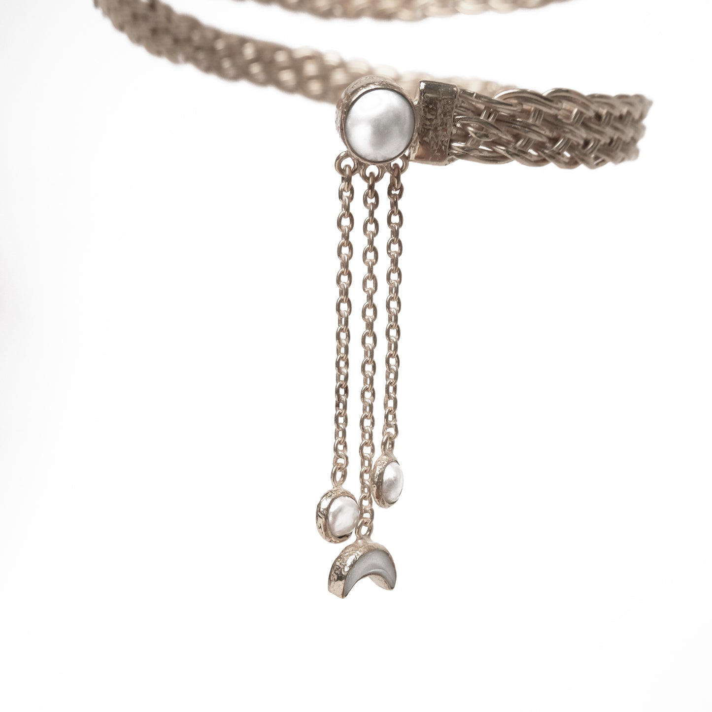 The LADY OF THE SKY Pearl Braided Arm Band